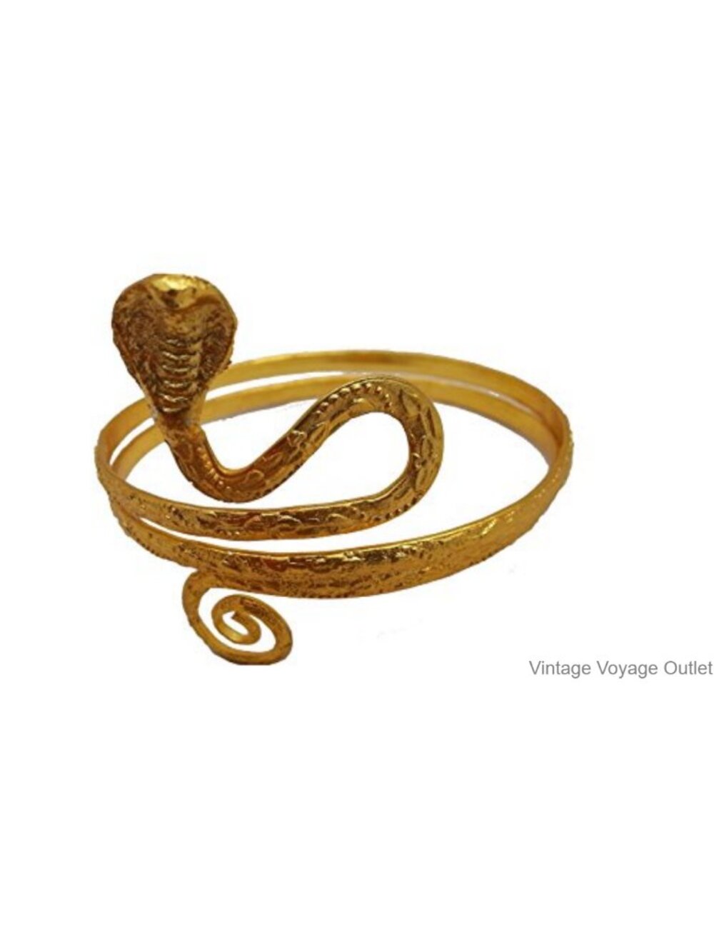 Gold Tone Metal Upper Arm Snake Bracelet Adjustable One Size